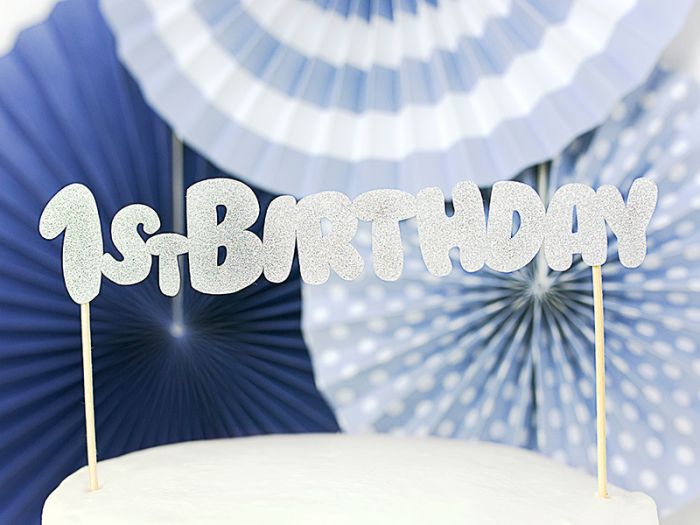 Topo de Bolo 1º Aniversário Prata Topo de Bolo 1º Aniversário Prata