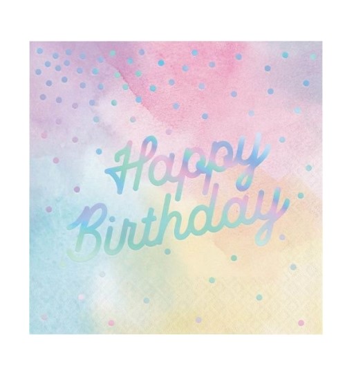 Guardanapos Happy Birthday Pastel