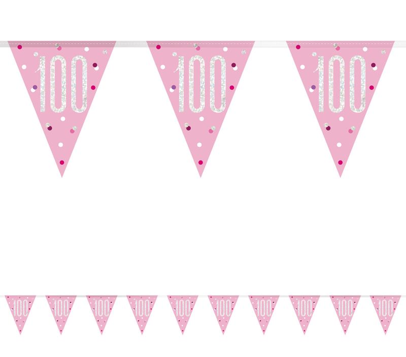 Bandeirolas 100 Anos Rosa Claro Bandeirolas 100 Anos Rosa Claro