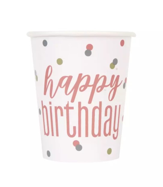 Copos Happy Birthday Rose Gold 