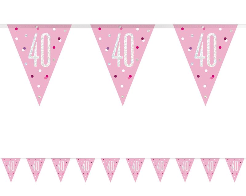Bandeirolas 40 Anos Rosa Claro Bandeirolas 40 Anos Rosa Claro