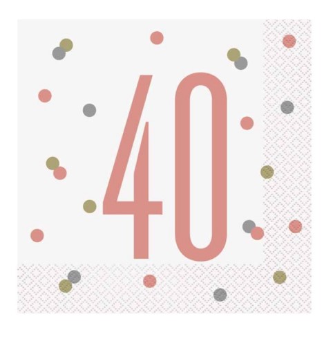 Guardanapos 40 Anos Rose Gold