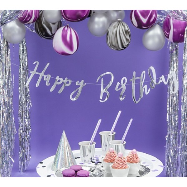 Grinalda Happy Birthday Prateada Grinalda Happy Birthday Prateada