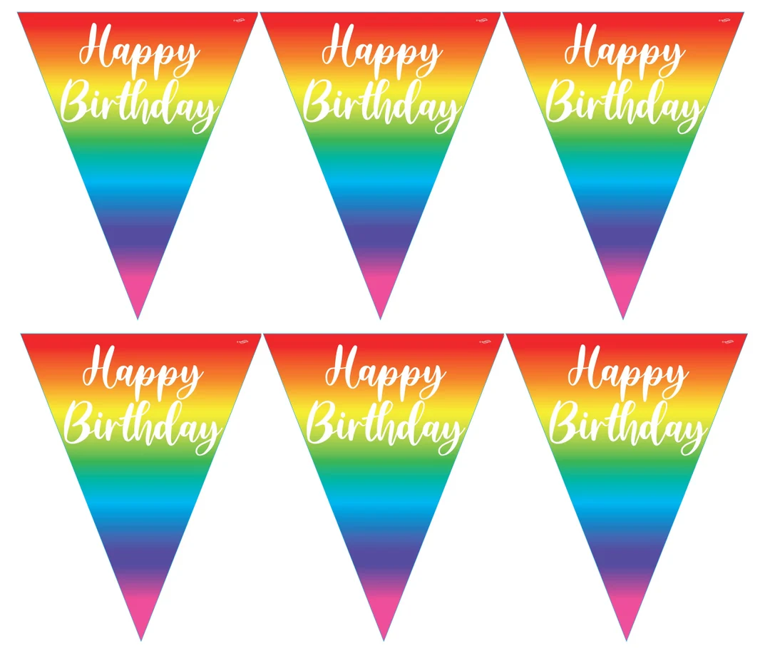 Bandeirolas Happy Birthday Rainbow Bandeirolas Happy Birthday Rainbow