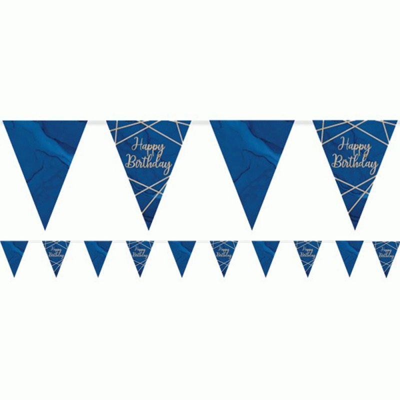 Bandeirolas Happy Birthday Azul e Dourado Bandeirolas Happy Birthday Azul e Dourado