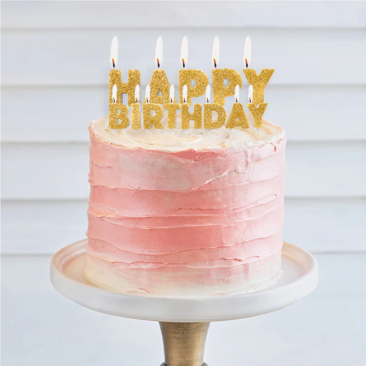 Velas Happy Birthday Dourado Glitter Velas Happy Birthday Dourado Glitter
