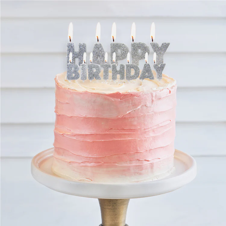 Velas Happy Birthday Prateado Glitter Velas Happy Birthday Prateado Glitter