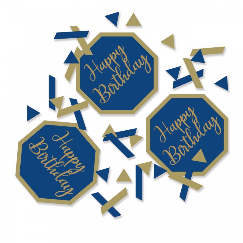 Confettis Happy Birthday Blue & Gold