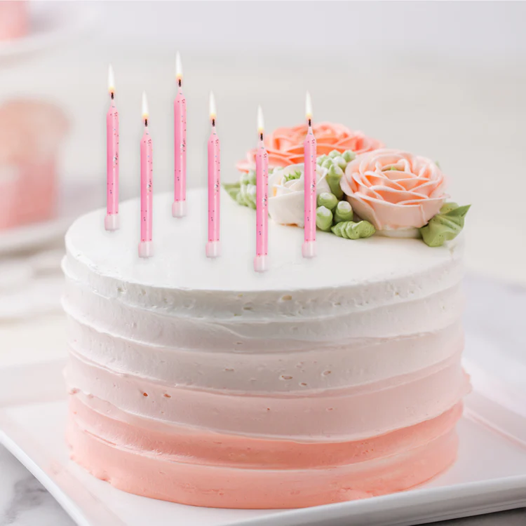 Velas Glitter Rosa Claro Velas Glitter Rosa Claro