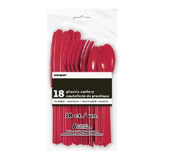 Talheres Vermelho - 18 Unidades Talheres Vermelho - 18 Unidades