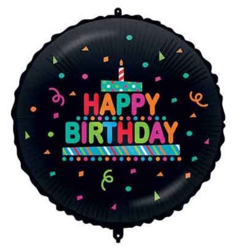 Balão Foil Happy Birthday Preto