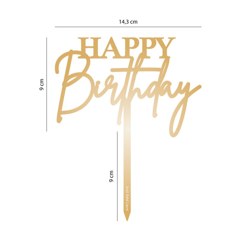 Topo de Bolo Happy Birthday Ouro Topo de Bolo Happy Birthday Ouro