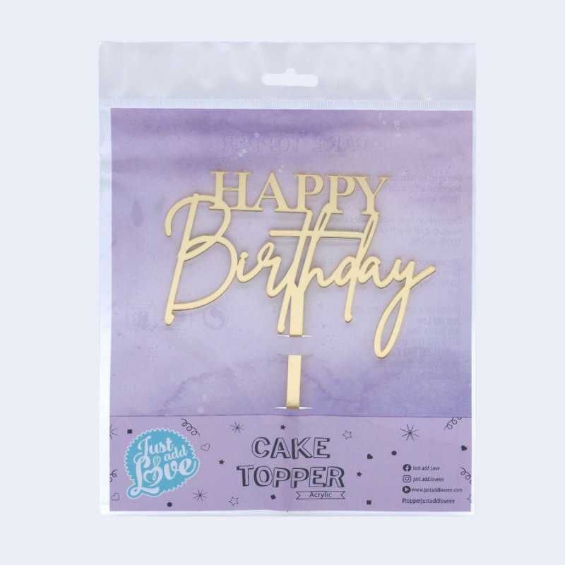 Topo de Bolo Happy Birthday Ouro Topo de Bolo Happy Birthday Ouro