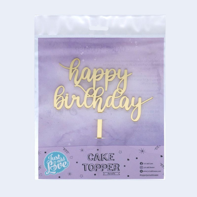 Topo de Bolo Happy Birthday Dourado Topo de Bolo Happy Birthday Dourado