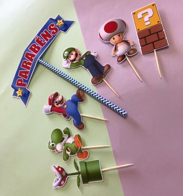 Topo de Bolo Super Mário Topo de Bolo Super Mário