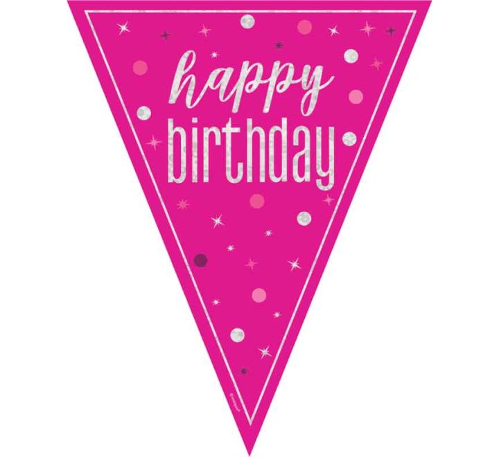 Bandeirolas Happy Birthday Rosa Forte