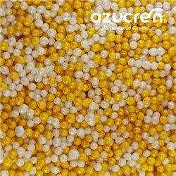 Mix Missangas Branco e Ouro - 90g