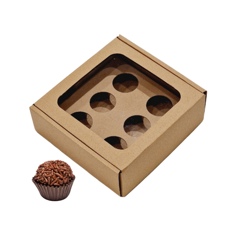 Caixas 6 Brigadeiros Kraft Com Janela - 10 Unidades Caixas 6 Brigadeiros Kraft Com Janela - 10 Unidades