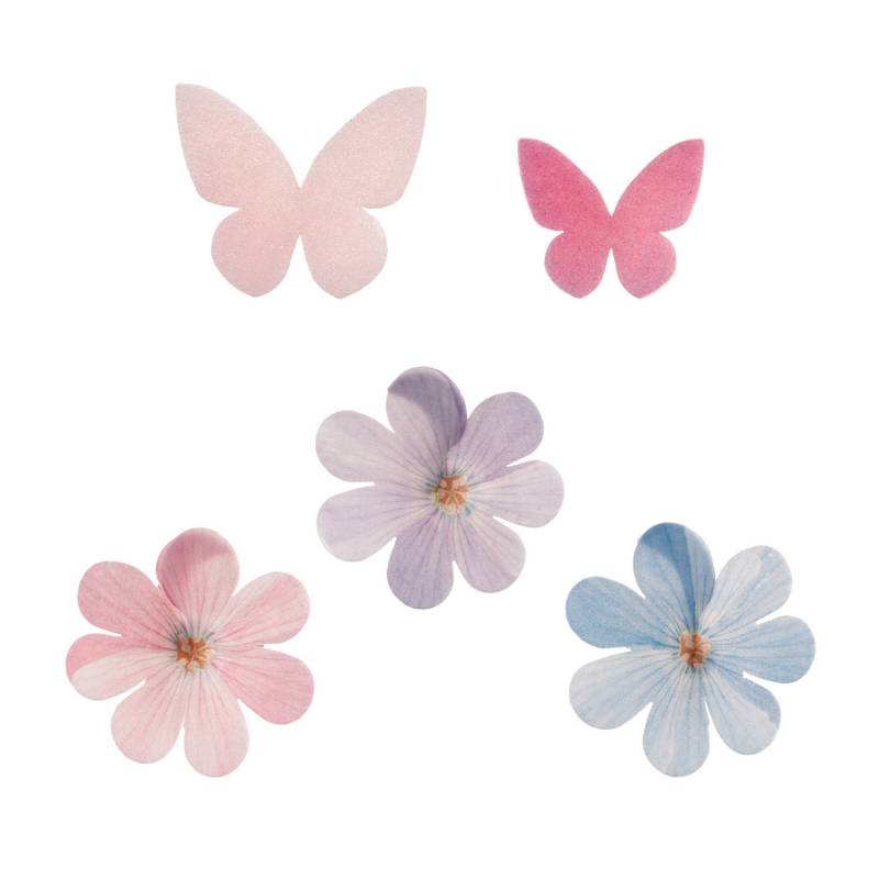 Mix Borboletas e Flores Pastel - 8 Unidades