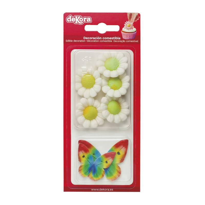 Mix Borboletas e Flores Branco - 9 Unidades