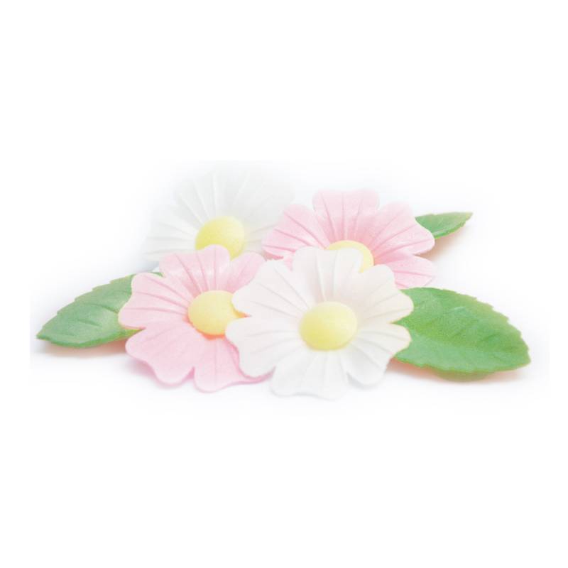 Mix Folhas e Flores Branco e Rosa - 12 Unidades