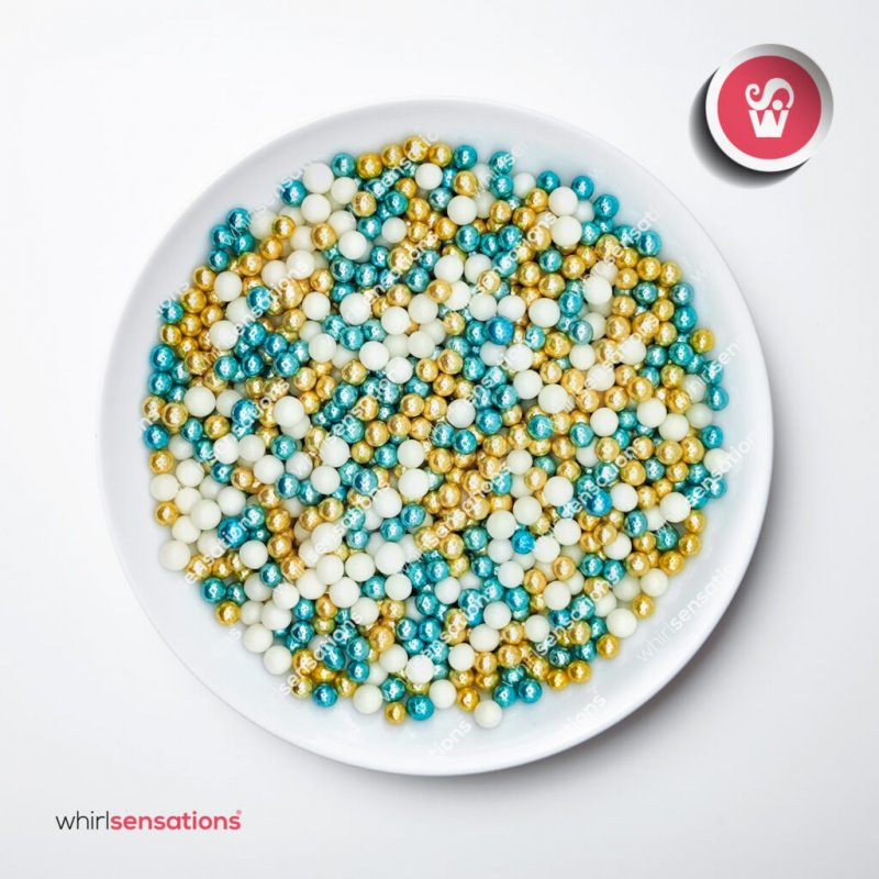 Mix Pérolas Açúcar Azul, Dourado e Branco - 75g