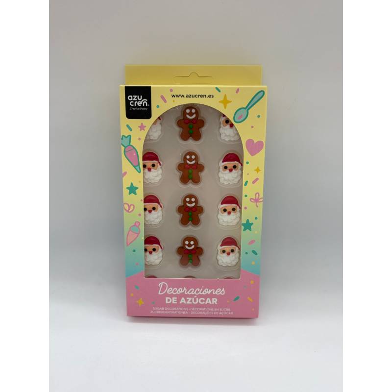 Decorações em Açúcar Pai Natal e Boneco de Gengibre