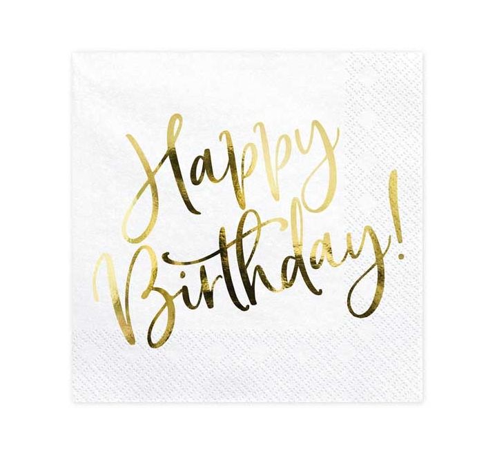 Guardanapos Happy Birthday Dourado