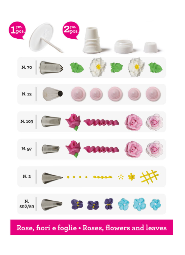 Kit Flores e Folhas Bicos de Pasteleiro Kit Flores e Folhas Bicos de Pasteleiro